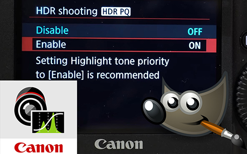 Canon Enable HIF Menu Screen and Software Icons